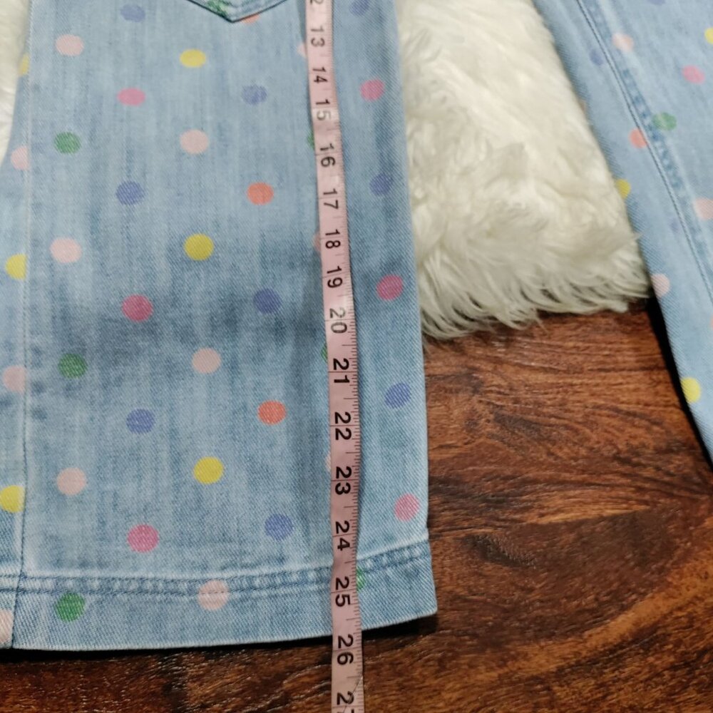 Boden 100% Cotton Girls Size 13-14Y Polka Dot Denim Dungarees Overalls Blue - Picture 10 of 13